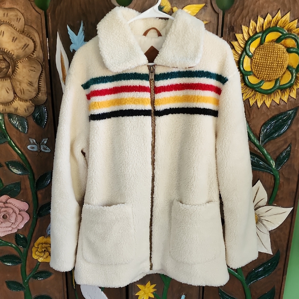 Pendleton large EUC Cozy Multicolor Striped Sherpa Jacket